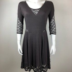 🍄Free People Grey midi dress cutout detail M